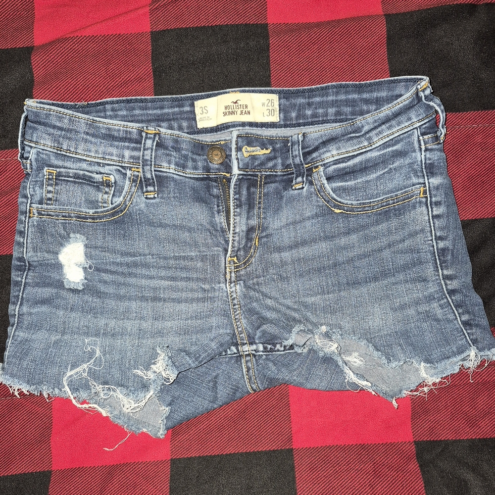Hollister Distressed Denim Cutoff Shorts - Medium Blue